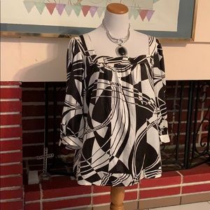 Black and white formal blouse